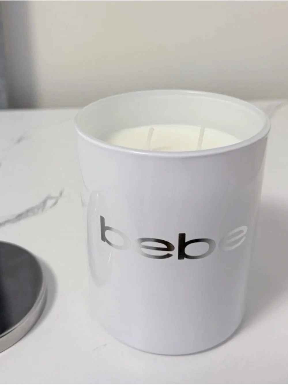 bebe White & Silver Bath Jar with Metallic Lid